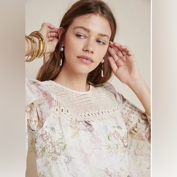 Anthropologie Mynah White Lace Tiered Christianne Dress size L - Picture 4 of 10